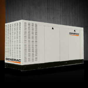 A large white rectangular automatic standby gaseous generator for sale and installation by GeneratorPros.